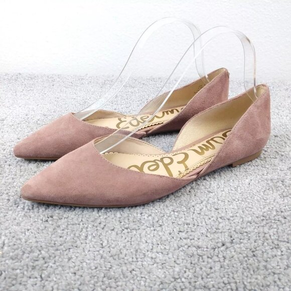 Sam Edelman Rodney D'Orsay Pointed Toe Womens 7.5 Shoes Flat Suede Slip On Mauve - Picture 1 of 9